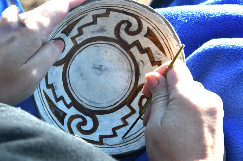 Painting Polychrome Pot with Yucca Leaf