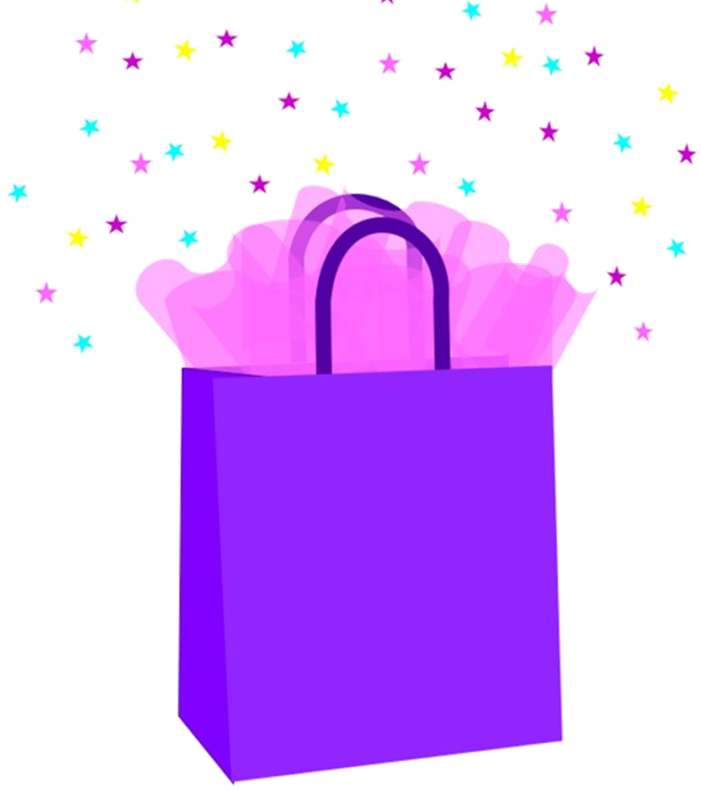 Purple gift bag with stars